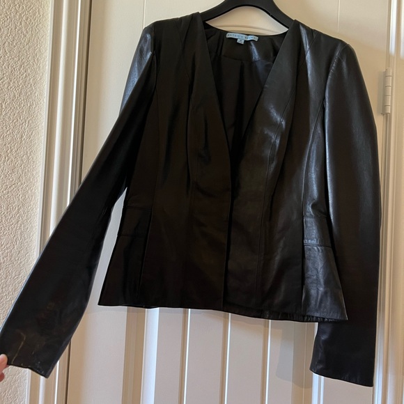 Antonio Melani Black Leather Jacket Women Size M - Picture 2 of 6
